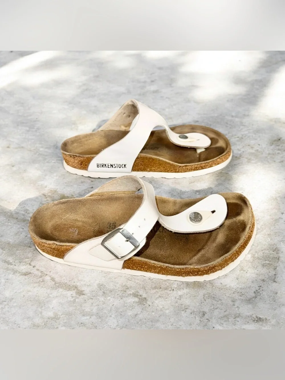 Birkenstock Gizeh white thong sandals women’s GIRL’s shoes size 35 4 4.5